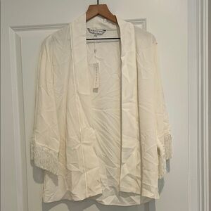 Trina Turk Cream Open-Front Kimono Jacket